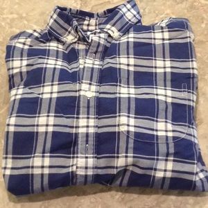 NWOT GAP navy Oxford tartan PLAID BUTTON DOWN shirt, medium